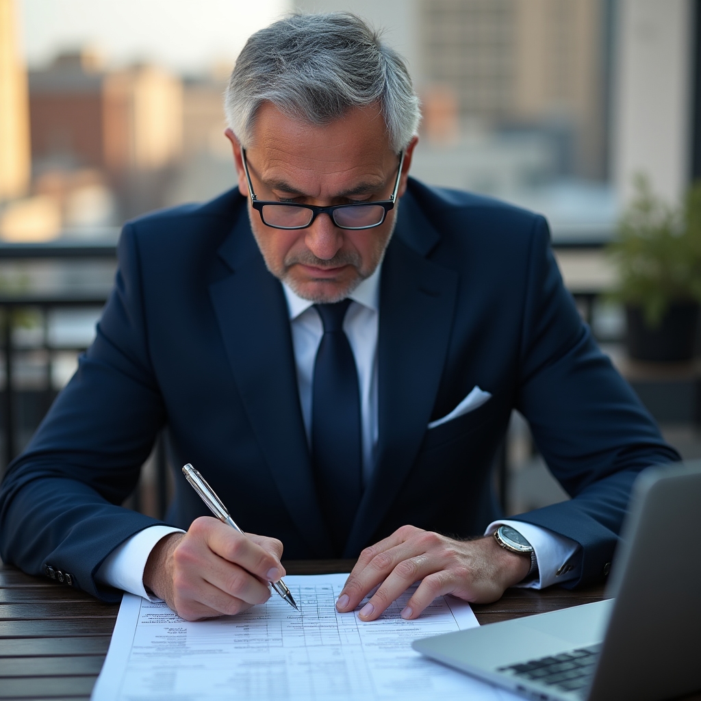 Consultant discută un tabel de prețuri tipărit pe hârtie