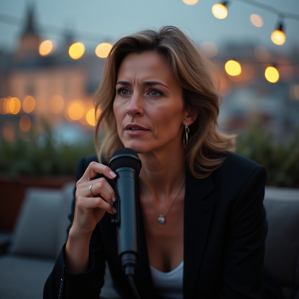 Spațiu de lucru asociat podcastului Sarvenidos, cu microfon și notițe